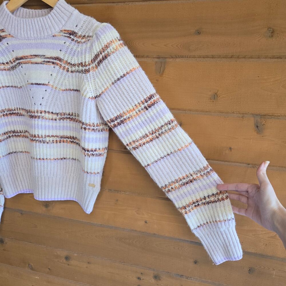 Scotch & Soda Fuzzy Knitted Sweater Pink Multicolor Stripe Cozy Pullover Top - Picture 5 of 7